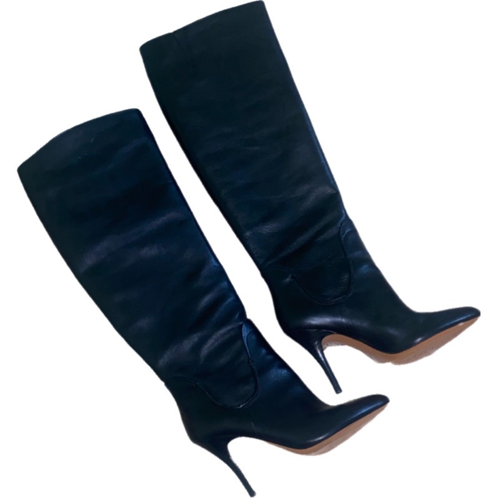 Black Leather Stiletto Boots